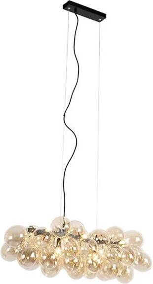 QAZQA uvas Art Deco Dimbare LED Smart Hanglamp eettafel incl. wifi met Dimmer 8 lichts L 80 cm Zwart Goud Woonkamer Slaapkamer