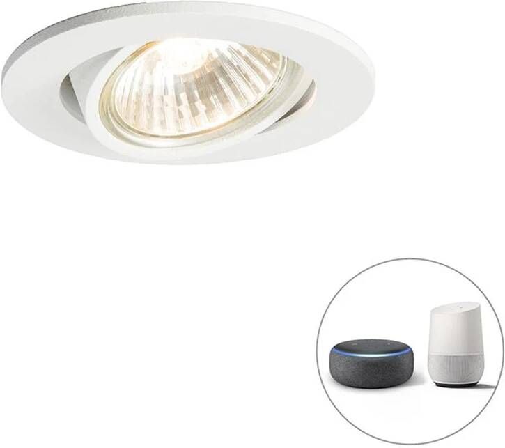 QAZQA cisco Moderne LED Dimbare Smart Inbouwspot incl. wifi met Dimmer 1 lichts Ø 90 mm Wit Woonkamer | Slaapkamer | Keuken