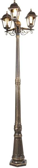 QAZQA Smart lantaarn antiek goud 3-lichts IP44 incl. Wifi ST64