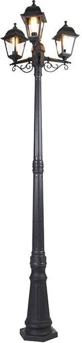 QAZQA Smart lantaarn zwart 3-lichts IP44 incl. Wifi ST64 Capital