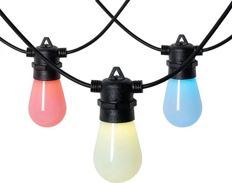 QAZQA Smart lichtsnoer LED 15 meter 15-lichts opaal RGBW IP44 Chill