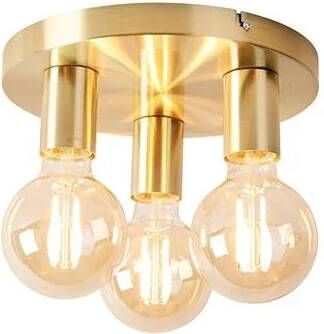 QAZQA Smart plafondlamp goud rond incl. 3 Wifi G95 Facil