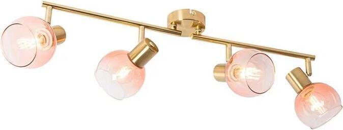 QAZQA vidro Art Deco Dimbare LED Smart Plafondspot Spotje Opbouwspot incl. wifi met Dimmer 4 lichts L 77 cm Roze Woonkamer Slaapkamer Keuken