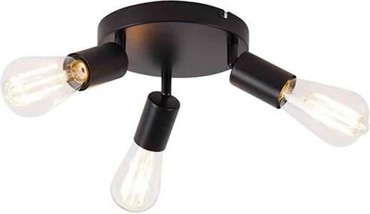 QAZQA Moderne Plafondlamp Zwart 3-lichts Rond Facil