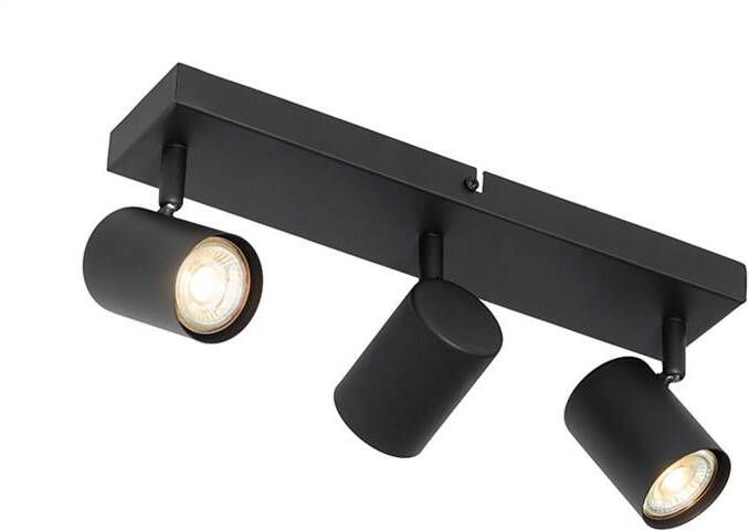 QAZQA Moderne plafondlamp zwart 3-lichts verstelbaar rechthoekig