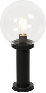 QAZQA Staande buitenlamp zwart met heldere bol 50 cm IP44 Sfera