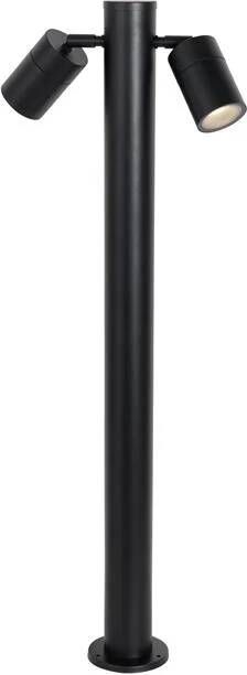 QAZQA Staande buitenlamp zwart 80 cm IP44 verstelbaar 2-lichts Duo