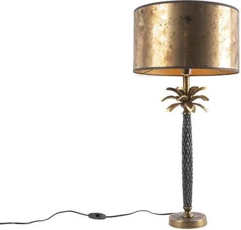 QAZQA areka Art Deco Tafellamp met kap 1 lichts H 700 mm Brons Woonkamer Slaapkamer