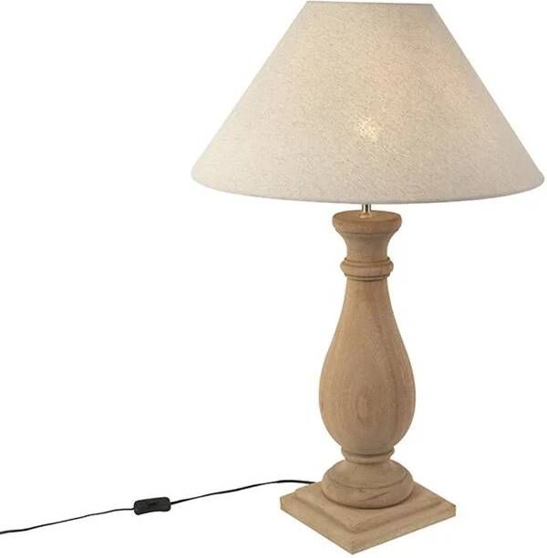 QAZQA Landelijke tafellamp met linnen kap beige 55 cm Burdock