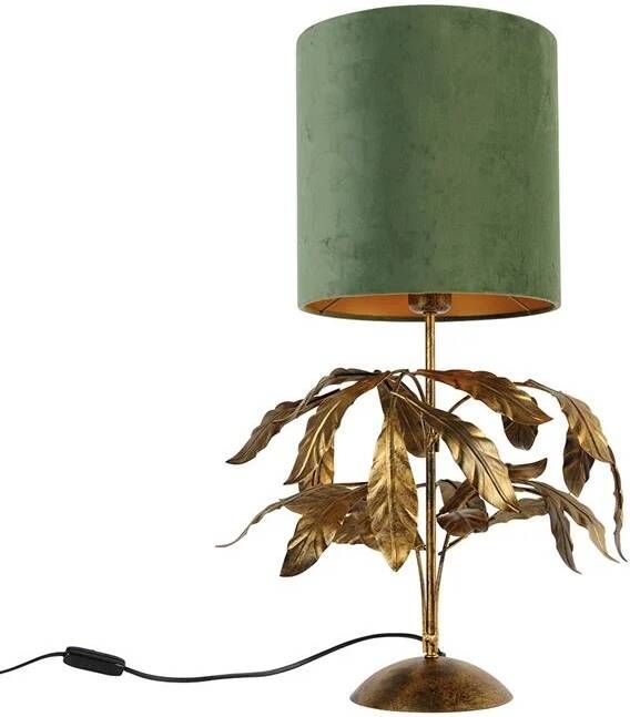 QAZQA Vintage Tafellamp Antiek Goud Met Groene Kap Linden