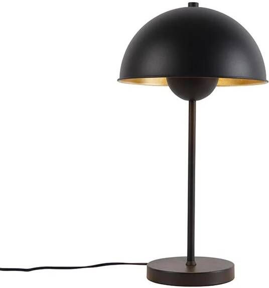 QAZQA Retro Tafellamp Mushroom Zwart Met Goud Magnax