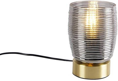 QAZQA Art Deco Tafellamp Messing Met Smoke Glas Michi