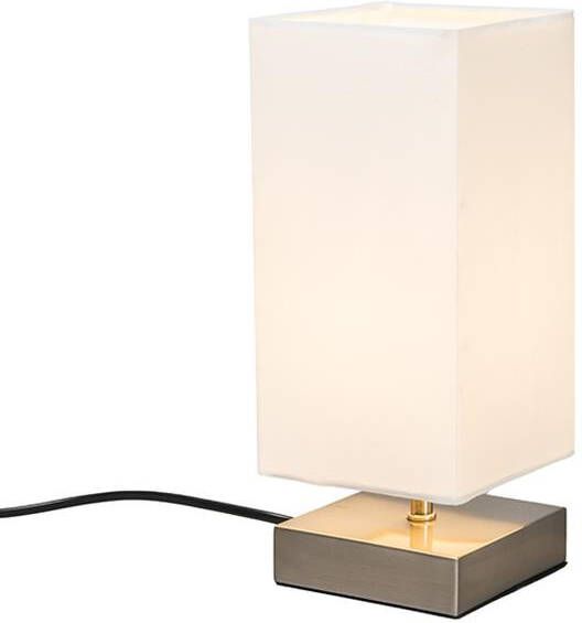 QAZQA Moderne Tafellamp Wit Met Staal Milo