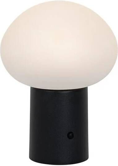 QAZQA Tafellamp mushroom zwart incl. LED oplaadbaar Louise