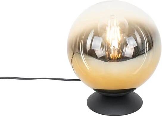 QAZQA Art Deco Tafellamp Zwart Met Goud Glas Pallon