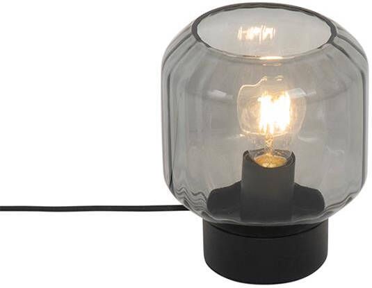 QAZQA Moderne Tafellamp Zwart Met Smoke Glas Stiklo