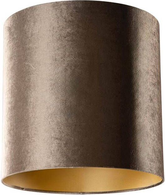 QAZQA Velours lampenkap bruin met gouden binnenkant 40|40|40