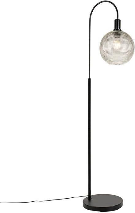QAZQA Design vloerlamp zwart met smoke glas Chico