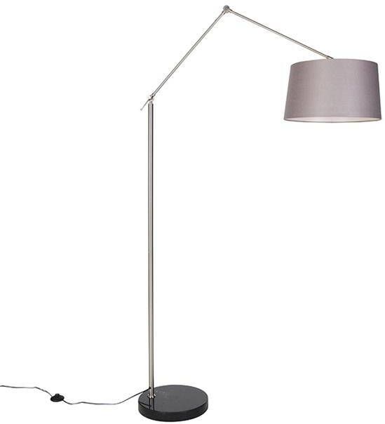 QAZQA Moderne Vloerlamp Staal Met Kap Donkergrijs 45 Cm Editor