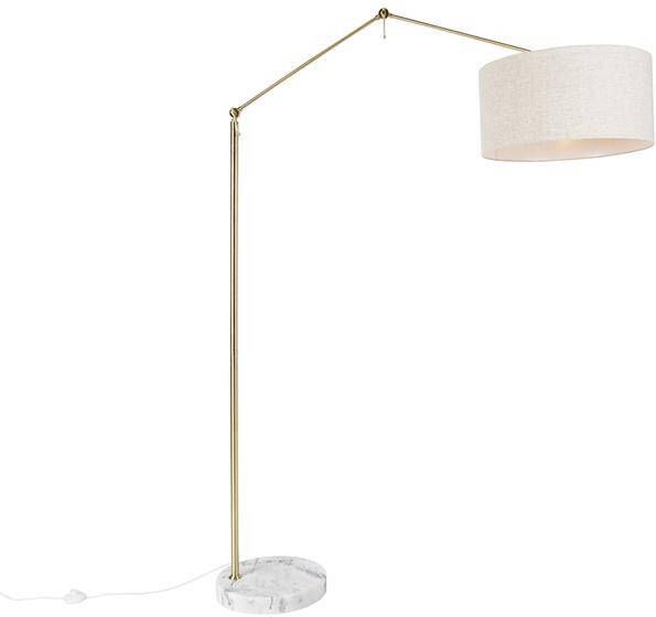QAZQA Vloerlamp goud met kap lichtgrijs 50 cm verstelbaar Editor