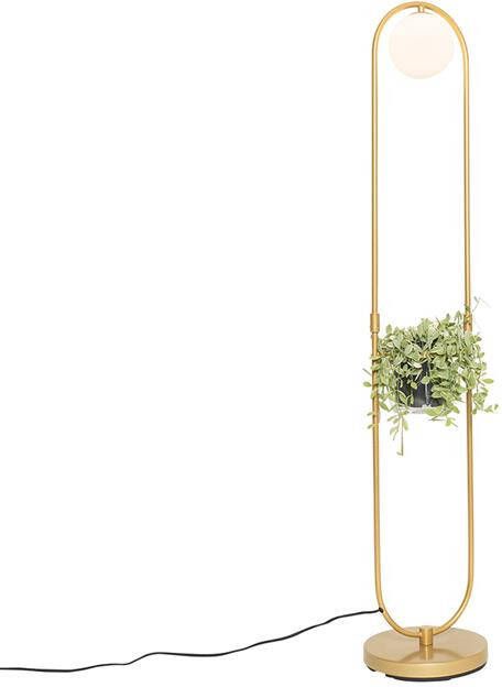 QAZQA Art Deco vloerlamp goud met wit glas Isabella