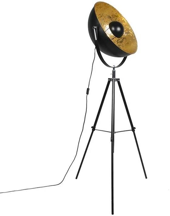 QAZQA magna yeyang Moderne Tripod driepoot vloerlamp Staande Lamp 1 lichts H 160 cm Zwart Woonkamer Slaapkamer Keuken