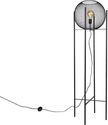 QAZQA mesh_ball Vloerlamp 1 lichts H 150 cm Zwart