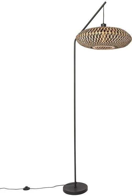 QAZQA Oosterse vloerlamp zwart bamboe Ostrava