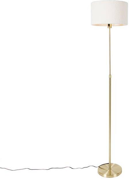QAZQA Vloerlamp verstelbaar goud met boucle kap wit 35 cm Parte
