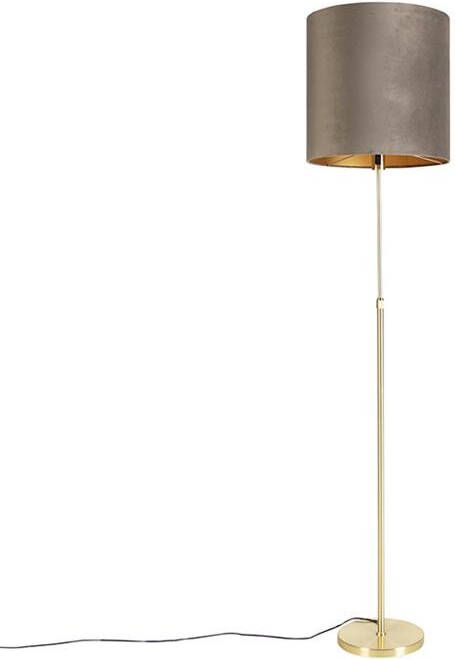 QAZQA parte fl Landelijke Vloerlamp Staande Lamp met kap 1 lichts H 1865 mm Taupe Woonkamer Slaapkamer Keuken