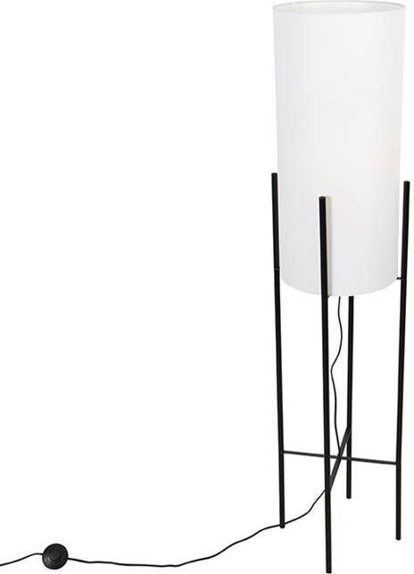 QAZQA rich Vloerlamp met lampenkap 1 lichts H 1450 mm Wit