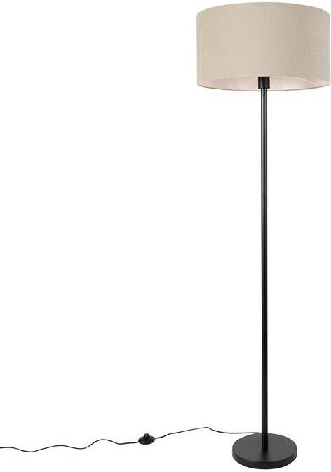 QAZQA Vloerlamp zwart met kap licht bruin 50 cm Simplo