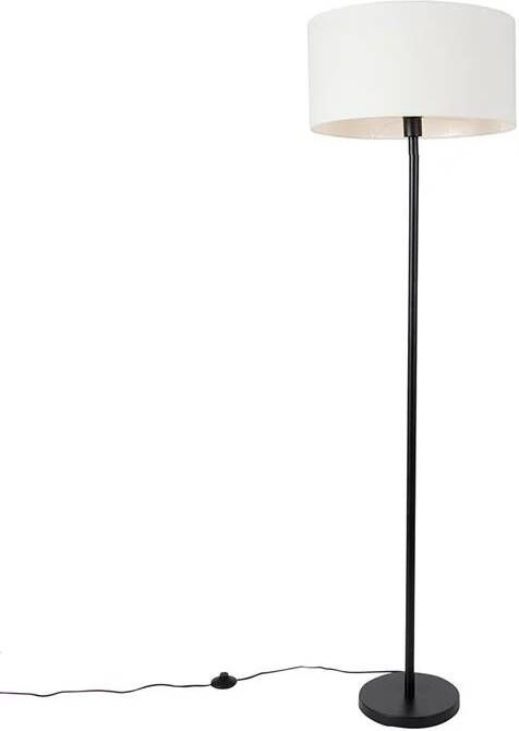 QAZQA Vloerlamp zwart met kap wit 50 cm Simplo