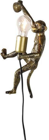 QAZQA Vintage wandlamp goud Animal Monkey