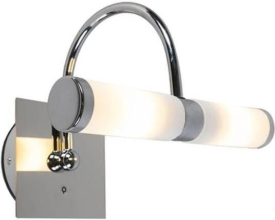 QAZQA Klassieke Badkamer Wandlamp Chroom Ip44 2-lichts Bath Arc