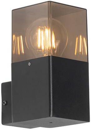 QAZQA Moderne buiten wandlamp zwart IP44 met smoke glas Denmark