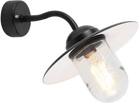 QAZQA Buitenwandlamp zwart met glas IP44 Munich