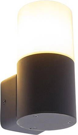 QAZQA Moderne Buiten Wandlamp Zwart Met Opaal Kap Ip44 Odense