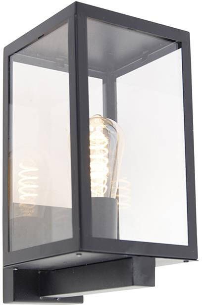QAZQA Moderne buiten wandlamp zwart met glas 30 cm Rotterdam