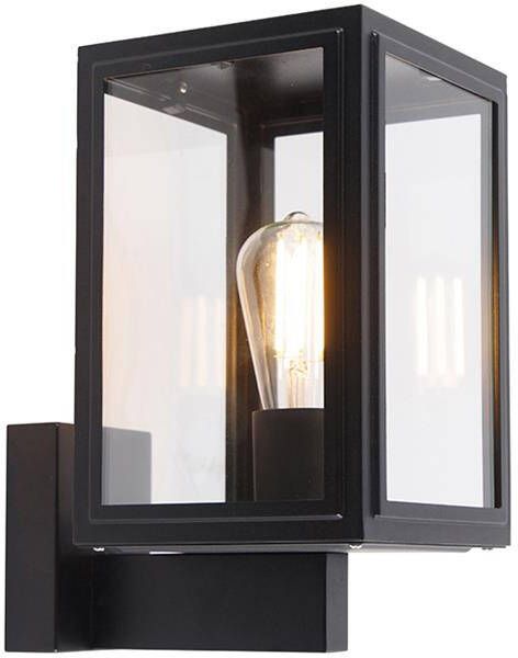QAZQA Landelijke Wandlamp Zwart Ip44 Sutton Up