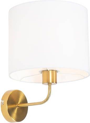 QAZQA Klassieke Wandlamp Goud Stoffen Kap Wit Cas