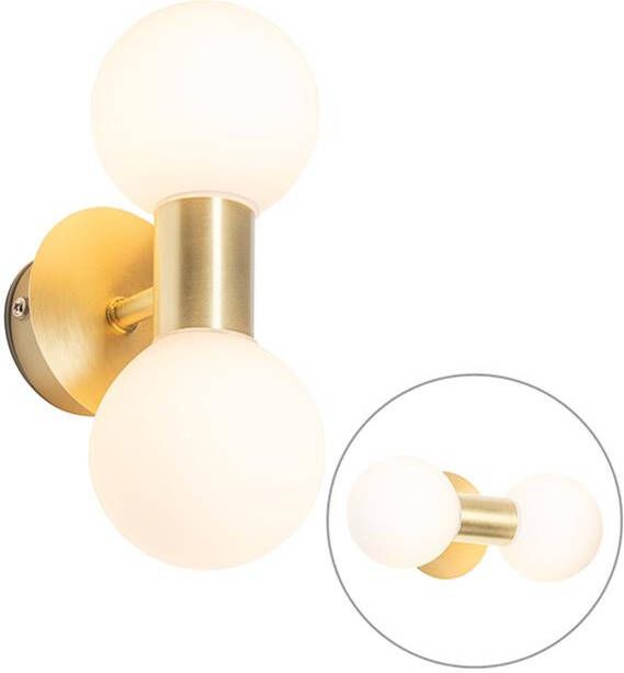 QAZQA Moderne Wandlamp Goud Ip44 2-lichts Cederic