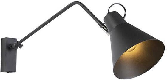 QAZQA Design wandlamp zwart verstelbaar Luna