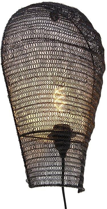 QAZQA Wandlamp nidum Zwart Oosters L 25cm