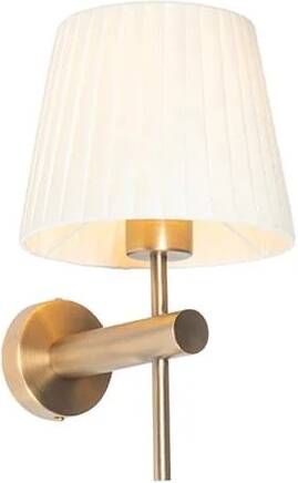 QAZQA Moderne wandlamp wit met brons Pluk