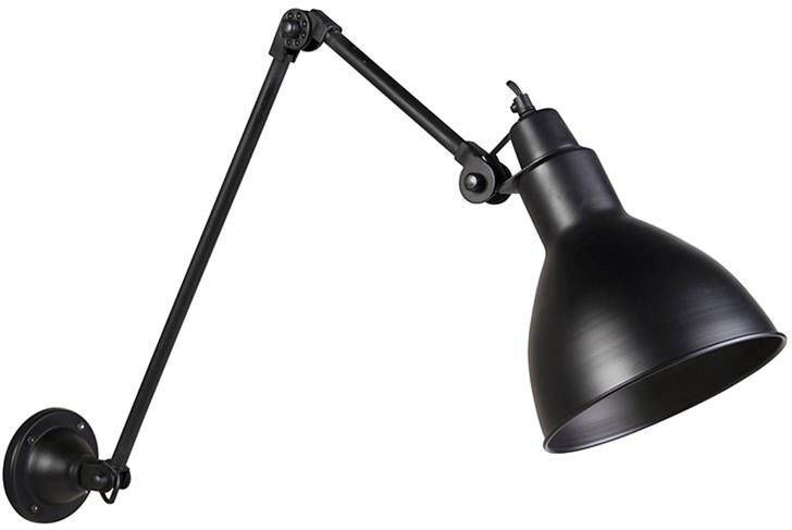 QAZQA wye Industriele Wandlamp met zwenkarm voor binnen 1 lichts L 905 mm Zwart Industrieel Woonkamer Slaapkamer