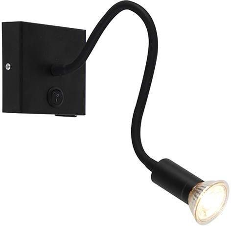QAZQA Moderne flexibele wandlamp USB zwart Zeno