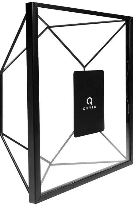 QUVIO Fotolijst Fotoalbum Fotoboek Foto Fotokader Wanddecoratie Fotolijst Fotolijsten voor 1 Fotolijstje Hexagon Rechthoekig Staal Glas 6 5 x 15 x 20 5 cm(lxbxh) Zwart