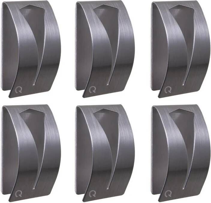 QUVIO Handdoekenhouder zelfklevend RVS set van 6