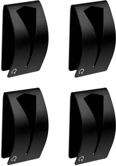 QUVIO Handdoekenhouder zelfklevend RVS Zwart set van 4